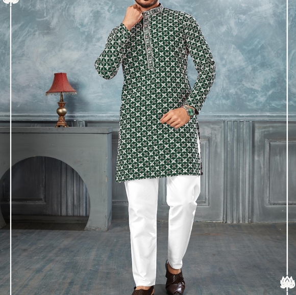 Men's Indian Clothes Kurta & Pajama Men's Navratri kurta Garba clothes for men - Picture 1 of 14